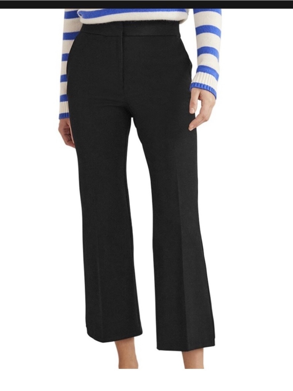 New Boden Chelsea Bi-Stretch Trousers Crop Flare Dress Pants Black Office Sz 6P
